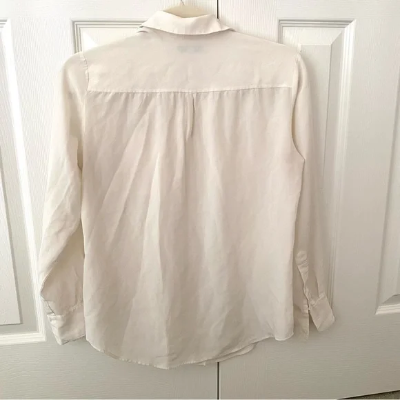 Madewell International 100% Silk White/Cream/Ivory Button Top Flap Pockets - Picture 3 of 7